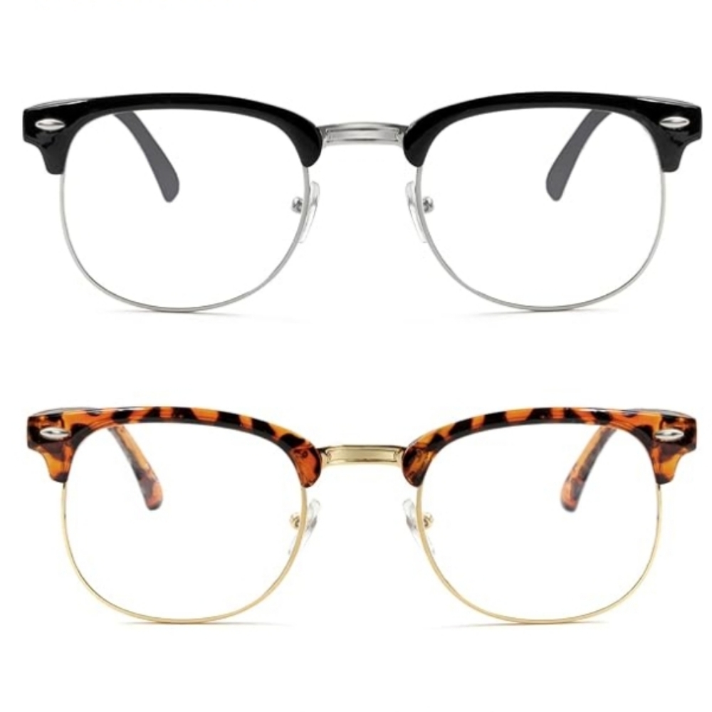 SET OF 2 Blue Light Blocking Semi Rimless Non-Prescription Eyeglasses